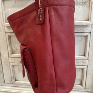 Coach Archive Leather Red Legacy Tassel Bucket Shoulder Bag, Style #21193